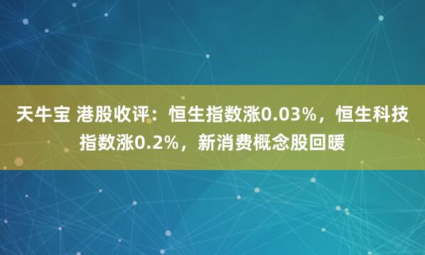 天牛宝 港股收评：恒生指数涨0.03%，恒生科技指数涨0.2%，新消费概念股回暖